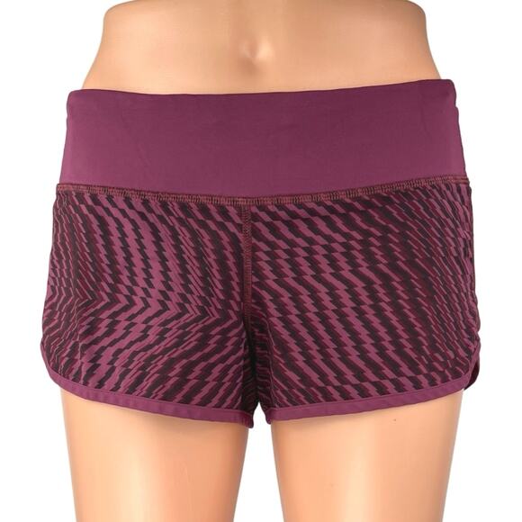 Lululemon Speed Up Maroon Chevron Pocket Activewear Athletic Running Shorts 4 - Picture 1 of 5
